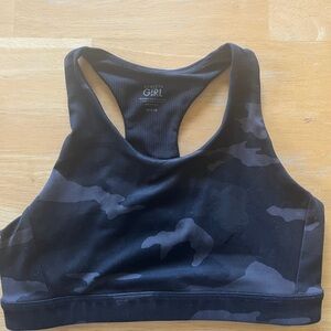 Athleta Girl size M (8/10) black/gray camouflage sports bra-worn once